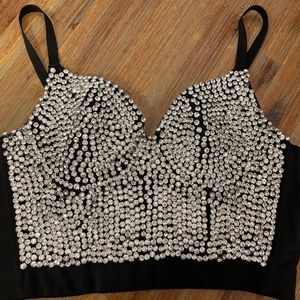 One of a kind rhinestone bustier.